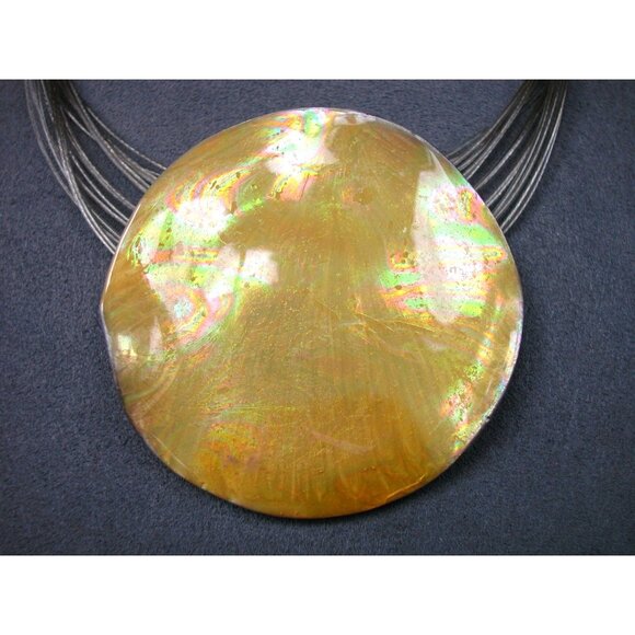 Chicos Iridescent Gold-Tone Necklace Multi-Strand Silver-Tone Chains 14" With 4" - Picture 2 of 4